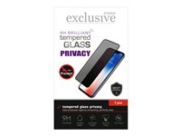 Insmat Exclusive - Skjermbeskyttelse for mobiltelefon - full skjerm - glass - med personvernsfilter - rammefarge svart - for Apple iPhone 16 861-1620