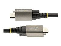 StarTech.com 3ft 1m Top Screw Locking USB C Cable 10Gbps, USB 3.1/3.2 Gen 2 Type-C Cable, 100W (5A) Power Delivery Charging, DP Alt Mode, Single Screw Lock, USB-C to C Cord, Charge/Sync - Thunderbolt 3 Compatible (USB31CCTLKV1M) - USB-kabel - USB-C (hann) rett/låsende til USB-C (hann) rett - USB 3.2 Gen 2 / DisplayPort 1.4 /Thunderbolt 3 - 1 m - 8K-støtte - grå, svart USB31CCTLKV1M
