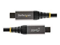 StarTech.com 3ft (1m) USB C Cable 10Gbps, USB-IF Certified USB-C Cable, USB 3.1/3.2 Gen 2 Type-C Cable, 100W (5A) Power Delivery Charging, DP Alt Mode, USB C to C Cord, Charge & Sync - Thunderbolt 3 Compatible (USB31CCV1M) - USB-kabel - 24 pin USB-C (hann) til 24 pin USB-C (hann) - USB 3.2 Gen 2 / DisplayPort 1.4 /Thunderbolt 3 - 1 m - 4K-støtte - grå, svart USB31CCV1M