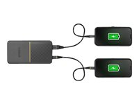 OtterBox - Strømbank - 15000 mAh - 18 watt - 3 A - PD 3.0, QC 3.0, Fast Charge, Apple Fast Charge, AFC, Huawei Fast Charge, PE 2.0+, SFCP, USB BC 1.2 - 2 utgangskontakter (USB, 24 pin USB-C) - på kabel: USB-C - skumringssvart 78-80691
