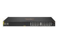 HPE Aruba 6100 24G Class4 PoE 4SFP+ - Switch - Styrt - 24 x 10/100/1000 (PoE+) + 4 x 1 Gigabit / 10 Gigabit SFP+ - side til side-luftflyt - rackmonterbar - PoE+ (370 W) JL677A