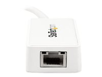 StarTech.com USB 3.0 to Gigabit Ethernet Adapter NIC w/ USB Port (White) - USB 3.0 NIC - 10/100/1000 Mbps USB 3.0 LAN Adapter (USB31000SPTW) - Nettverksadapter - USB 3.0 - Gigabit Ethernet - hvit USB31000SPTW