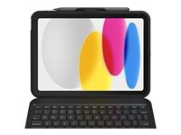 ZAGG Tough Keys - Tastatur og folioveske (boks) - med styrepute - USB-C - QWERTY - Nordisk - svart tastatur, svart boks - brun boks - B2B 103117083