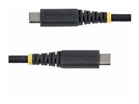 StarTech.com - USB-kabel - USB-C (hann) til USB-C (hann) - USB 2.0 - 3 A - 1 m - USB Power Delivery (60W), støtte for Power Delivery 2,0, robust, rett - svart USB2CC1MNCBR