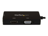 StarTech.com 4K USB C to HDMI, VGA & DVI Multi Port Video Display Adapter for Mac / Windows Laptop & Monitor (CDPVGDVHDBP) - Video adapter - 24 pin USB-C hann til HD-15 (VGA), DVI-I, HDMI hunn - 15 cm - svart - aktiv omformer, 4K30 Hz (3840 x 2160) støtte (HDMI), 1920 x 1200 (WUXGA) støtte 60 Hz (DVI og VGA) CDPVGDVHDBP