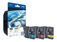 Brother LC985 Rainbow Pack - Gul, cyan, magenta - original - blister med akustisk / elektromagnetisk alarm - blekkpatron - for Brother DCP-J125, DCP-J140, DCP-J315, DCP-J515, MFC-J220, MFC-J265, MFC-J410, MFC-J415 LC985RBWBPDR