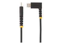 StarTech.com 6ft (2m) Durable USB-C to Lightning Cable - Right-Angled Heavy Duty Aramid Fiber USB Type-C to Lightning Charging/Sync Cord - Apple MFi Certified - Rugged iPhone Lightning Cable - Lightning-kabel - 24 pin USB-C hann til Lightning hann - 2 m - svart RUSB2CLTMM2MR