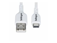 StarTech.com 3ft (1m) White USB-A to USB-C Charging Cable/Cord, M/M - USB-kabel - USB (hann) til 24 pin USB-C (hann) - USB 2.0 - 3 A - 1 m - halogenfri, passiv, lade og synkronisere, USB Fast Charge (15W) - hvit USB2AC1MNCWHE