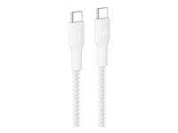 Belkin BoostCharge Eco - USB-kabel - 24 pin USB-C (hann) til 24 pin USB-C (hann) - USB 2.0 - DC 48 V - 5 A - 3 m - USB Power Delivery (240 W), flettet kabel - hvit CAB025HQ3MWH