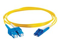 C2G LC-SC 9/125 OS1 Duplex Singlemode PVC Fiber Optic Cable (LSZH) - Koblingskabel - SC-enkeltmodus (hann) til LC-enkeltmodus (hann) - 2 m - fiberoptisk - dupleks - 9 / 125 micron - OS1 - halogenfri - gul 85587