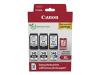 Canon PG-545 XL/CL-546XL Photo Value Pack - 3-pack - svart, farge (cyan, magenta, gul) - original - blekkpatron/papirsett 8286B015