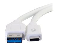 C2G 10ft USB C 3.0 to USB Cable - USB C to USB A - M/M - USB-kabel - USB-type A (hann) til 24 pin USB-C (hann) - USB 3.1 - 30 V - 3 A - 3.05 cm - hvit 28837