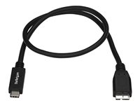 StarTech.com USB C to Micro USB Cable 0.5m - USB 3.1 Type C to Micro USB Type B Cable - Micro USB 3.1 to USB-C - Thunderbolt 3 Compatible (USB31CUB50CM) - USB-kabel - USB-C (hann) til Micro-USB Type B (hann) - USB 3.1 Gen 2 - 50 cm - svart - for P/N: HB31C2A1CGS, HB31C2A2CB, HB31C3A1CS, HB31C3ASDMB, HB31C4AS, PEXUSB311AC3, PEXUSB321C USB31CUB50CM