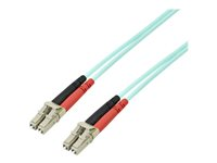 StarTech.com 3m Fiber Optic Cable - 10 Gb Aqua - Multimode Duplex 50/125 - LSZH - LC/LC - OM3 - LC to LC Fiber Patch Cable - Koblingskabel - LC multimodus (hann) til LC multimodus (hann) - 3 m - 3 m - fiberoptisk - dupleks - 50 / 125 mikroner - OM3 - halogenfri - akvamarin - for P/N: J9152AST, MASFP10GBSR, SFP10GBLRMST, SFP10GBSRST, SFP10GSRSST, SFP10GSRXST A50FBLCLC3