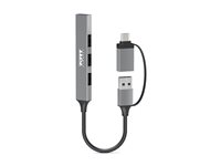 PORT Connect - Hub - USB-C/USB-A, slank - 3 x USB 2.0 + 1 x SuperSpeed USB - stasjonær 900160
