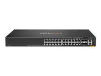 HPE Aruba Networking CX 6200F 24G 4SFP+ TAA Switch - Switch - Max. Stacking Distance 10 km - L3 - Styrt - 24 x 10/100/1000 + 4 x 100/1000/10G SFP+ - front og side til bakside - rackmonterbar - TAA-samsvar S0M86A#ABB