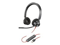HP Poly Blackwire 3325 - Blackwire 3300 series - hodesett - on-ear - kablet - 3,5 mm jakk, USB-A - svart 76J20AA