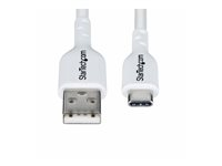 StarTech.com 3m (9.8ft) White USB-A to USB-C Charging Cable/Cord, M/M - USB-kabel - USB (hann) til 24 pin USB-C (hann) - USB 2.0 - 3 A - 3 m - halogenfri, passiv, lade og synkronisere, USB Fast Charge (15W) - hvit USB2AC3MNCWHE