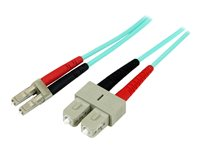StarTech.com 2m Fiber Optic Cable - 10 Gb Aqua - Multimode Duplex 50/125 - LSZH - LC/SC - OM3 - LC to SC Fiber Patch Cable (A50FBLCSC2) - Koblingskabel - LC multimodus (hann) til SC flermodus (hann) - 2 m - 2 m - fiberoptisk - dupleks - 50 / 125 mikroner - akvamarin A50FBLCSC2