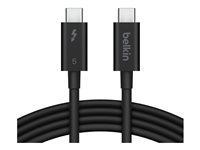 Belkin CONNECT - Thunderbolt-kabel - Thunderbolt 5 (hann) til Thunderbolt 5 (hann) - USB4 / Thunderbolt 3 / Thunderbolt 4 / Thunderbolt 5 / DisplayPort 2.1 - 1 m - 8K-støtte, USB Power Delivery (240 W), 4K 540Hz støtte INZ005HQ1MBK