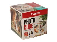 Canon Photo Cube Creative Pack - 2-pack - svart, farge (cyan, magenta, gul) - original - blekkpatron/papirsett - for PIXMA TS5350, TS5350i, TS5351, TS5351i, TS5352, TS5353, TS7450, TS7450i, TS7451, TS7451i 3713C012