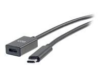 C2G 3ft USB-C to C 3.1 (Gen 2) Male to Female Extension Cable (10Gbps) - USB-forlengelseskabel - 24 pin USB-C (hann) til 24 pin USB-C (hunn) - USB 3.1 Gen 2 / Thunderbolt 3 - 3 A - 90 cm - formstøpt - svart 88658