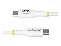 StarTech.com 1m USB C Charging Cable, USB-IF Certified USB-C Cable, 240W - USB-kabel - 24 pin USB-C (hann) til 24 pin USB-C (hann) - USB 2.0 - 48 V - 5 A - 1 m - halogenfri, passiv, utvidet effektområde (EPR), USB Power Delivery (240 W), støtte for Power Delivery 3,1 - hvit USB2EPR1MW